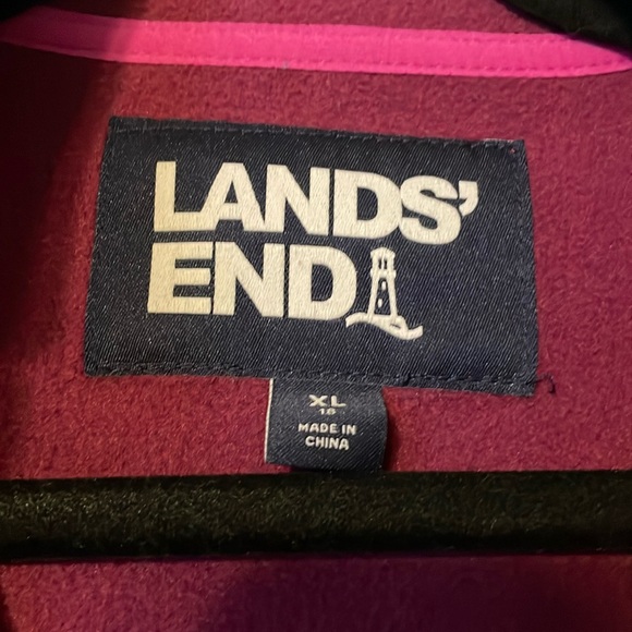 Land's End Women’s Snap Neck Pullover Heritage Fleece Pink and Purple - Picture 4 of 6